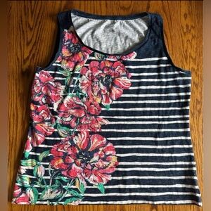 Talbots Floral Striped Sleeveless Top